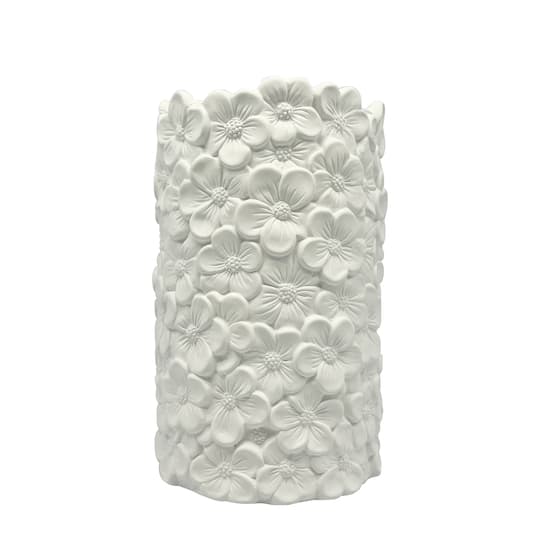 8" Embossed Floral DIY Tall Ceramic Cylinder Vase by Make Market®
